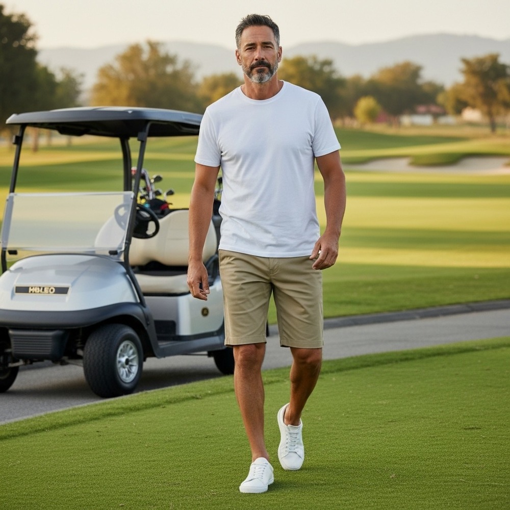TravisMathew Mens Khaki Tan Golf Shorts 38 Performance Stretch Flat‎ Front